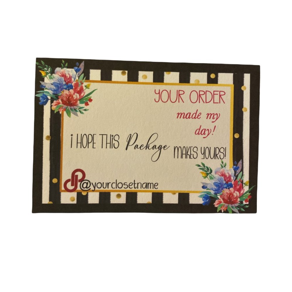 Gold Polka Dots And Floral  Thank You Card